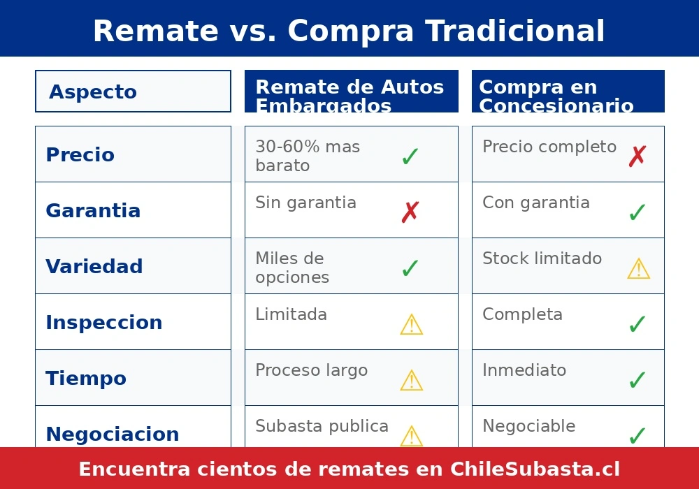 Proceso paso a paso para participar en remate de autos embargados en Chile